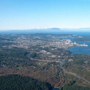 An aerial photo of Nanaimo, British Columbia